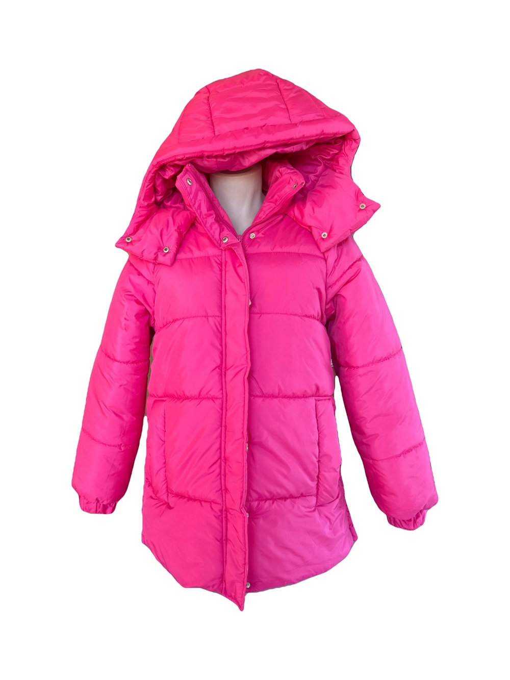 Bright Pink Hooded Puffer Coat L